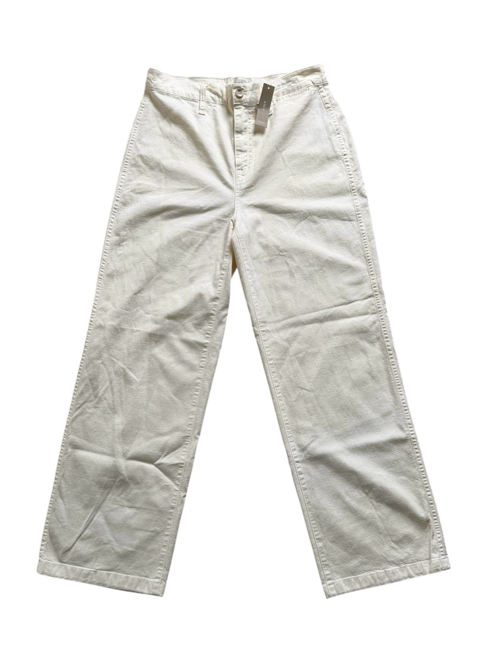 J. Crew Women’s Slim Wide Leg Twill Pant 29T Ecru High Waist Stretch NWT